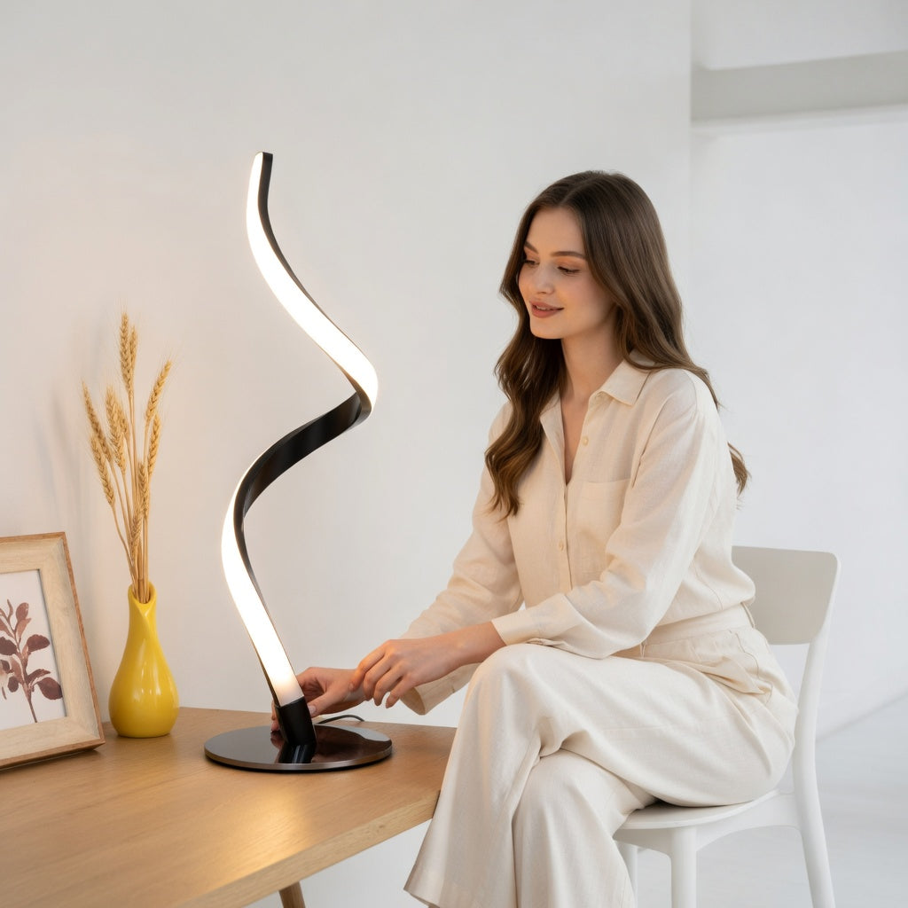 Touch Control Table Lamp with Spiral Design